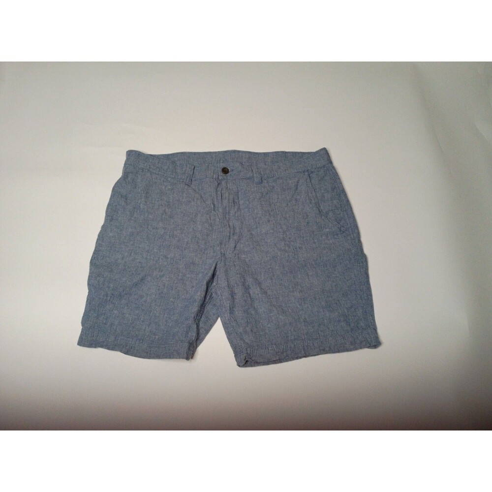 St. John's Bay Men's Blue Linen Blend Flat Front Chino Shorts Size 42